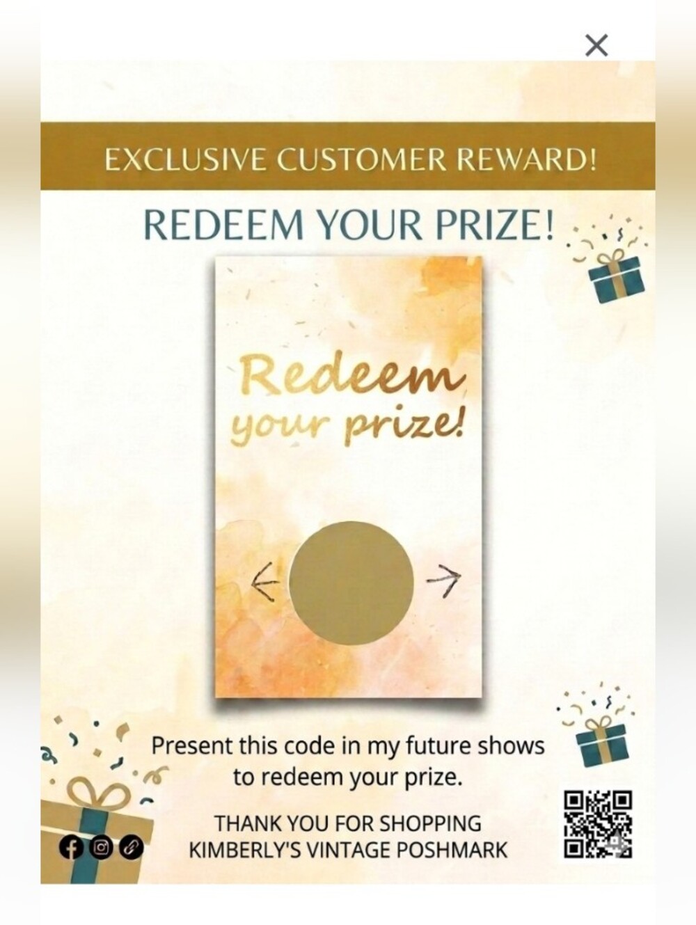 Buyer's Instant WIN Scratch off Game Prizes